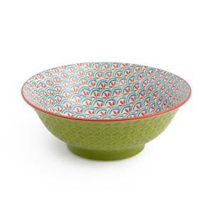 Kitchencraft Mikasa Ramen Bowl Green Blue Geometric 21cm
